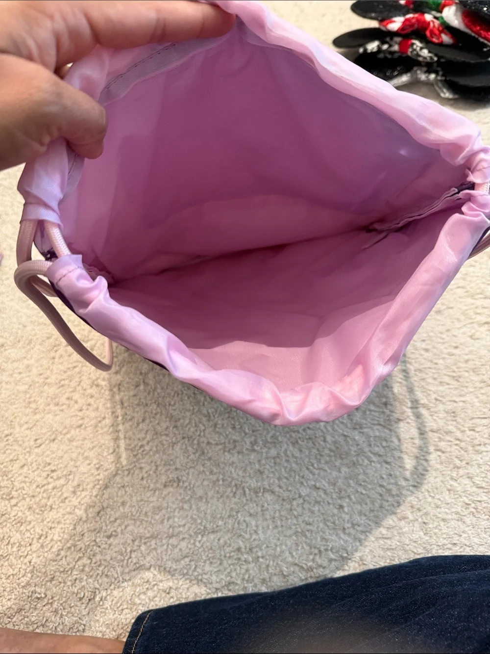 Minnie Mouse Pink & Purple Drawstring Bag matching pouch